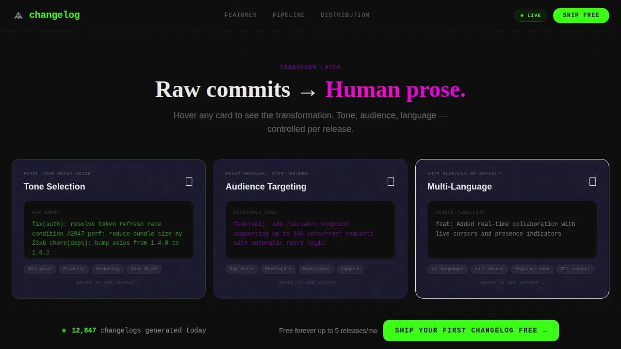 Changelog — Dynamic Startup Release Landing Page Template