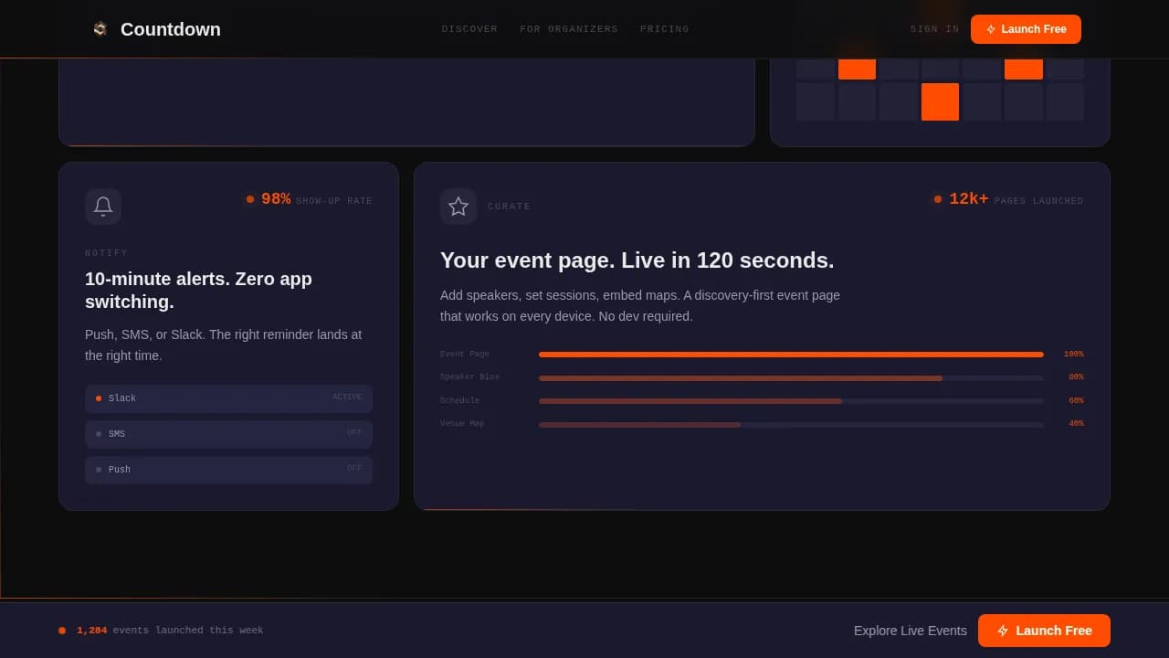 Event Discovery Platform Pre-Launch Countdown Website Template
