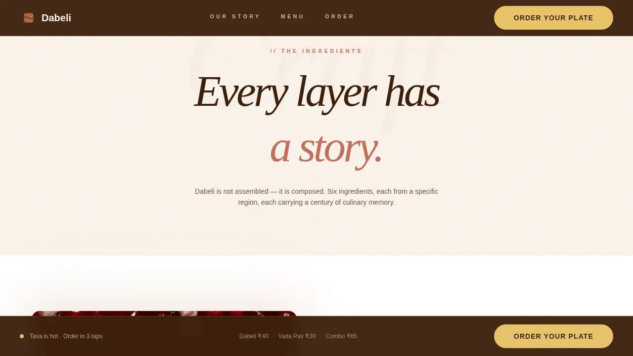 Dabeli — Premier Gourmet Street Food Landing Page Template