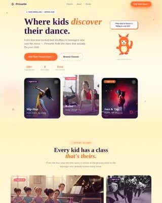 Pirouette — Exclusive Youth Performance Landing Page Template