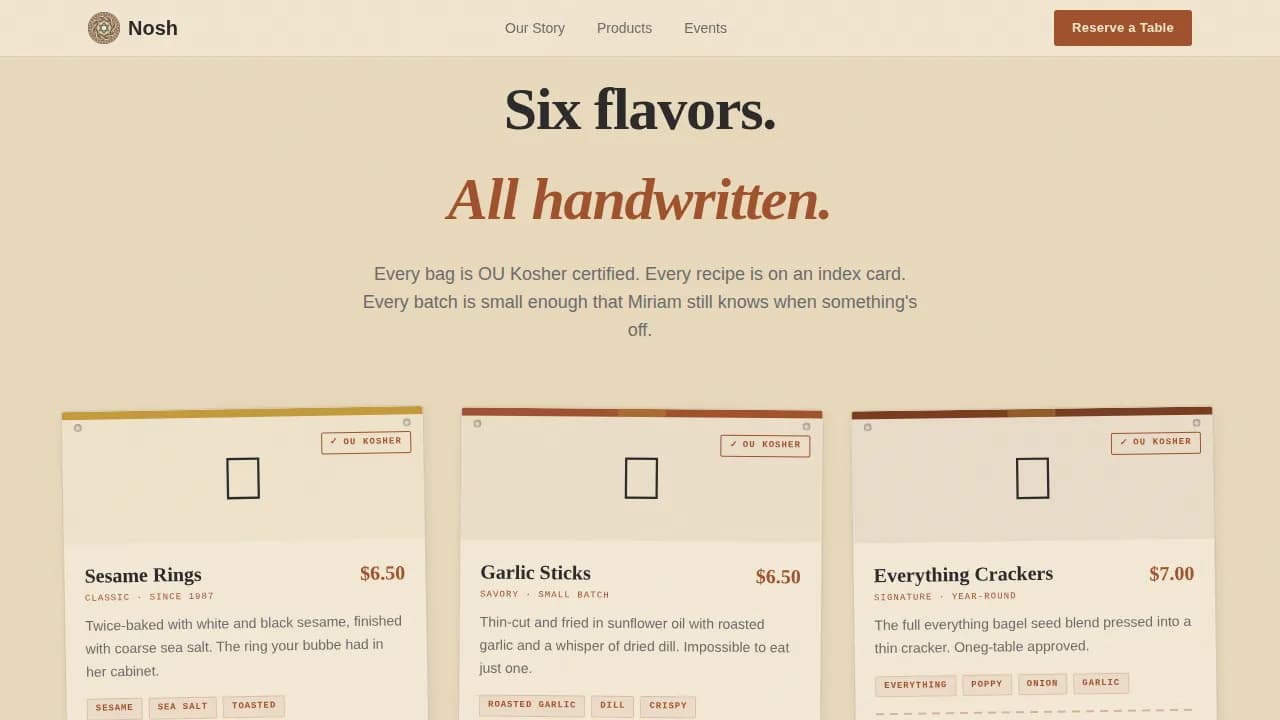 Kosher Food & Dining Appointment Booking Website Template