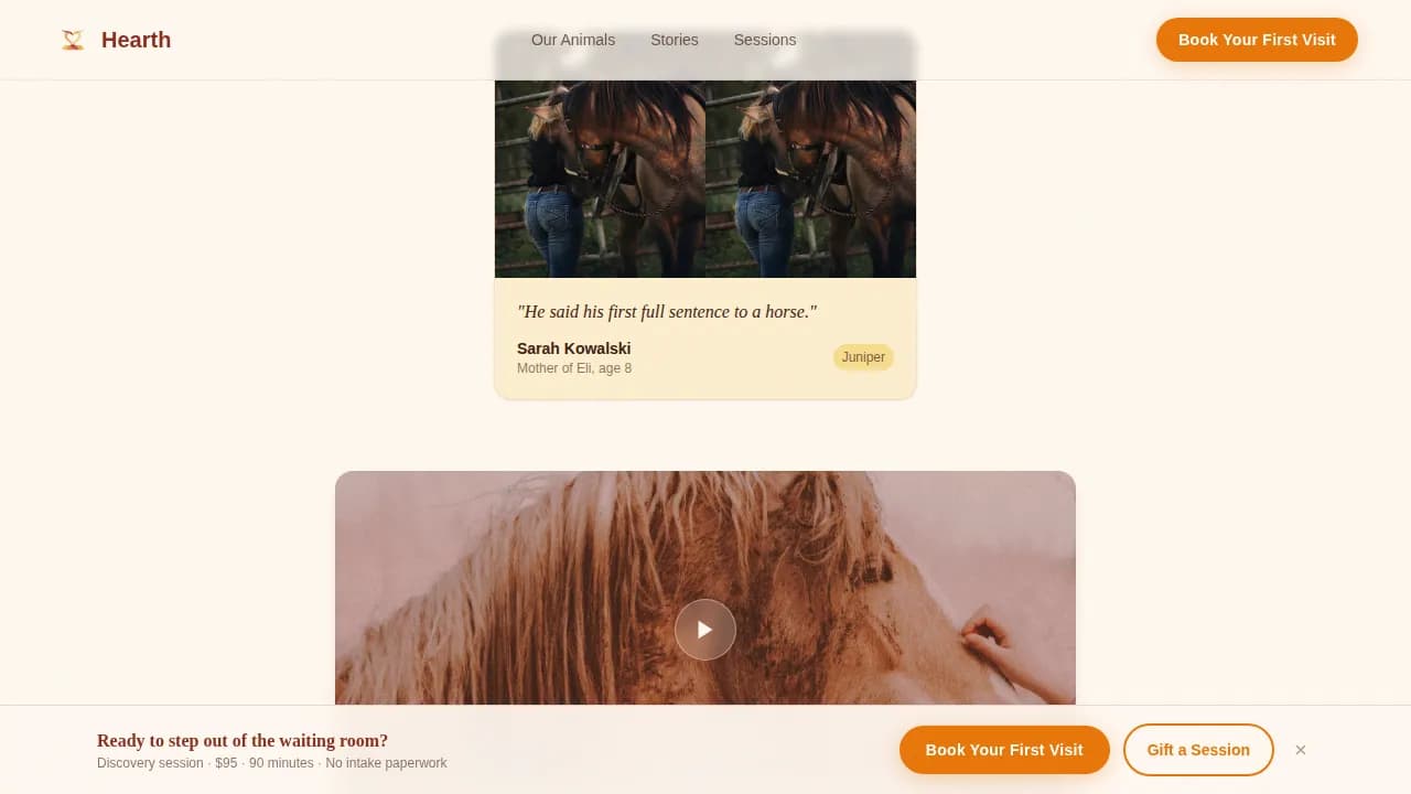 Sanctuary — Therapeutic Equine Center Landing Page Template