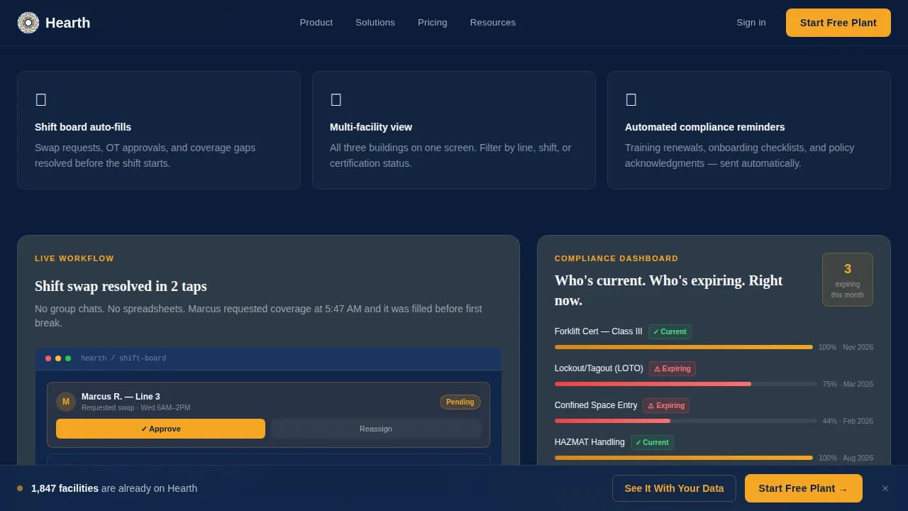 Workforce — Smart Manufacturing HR Landing Page Template