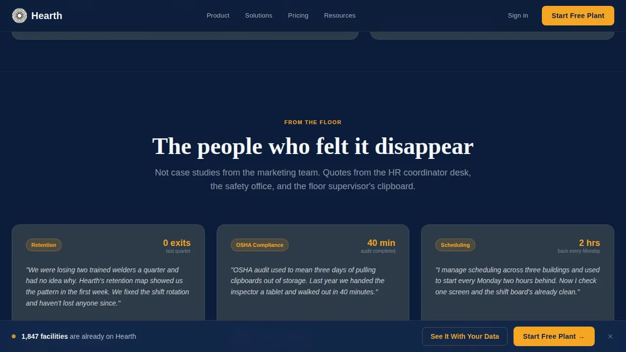 Workforce — Smart Manufacturing HR Landing Page Template