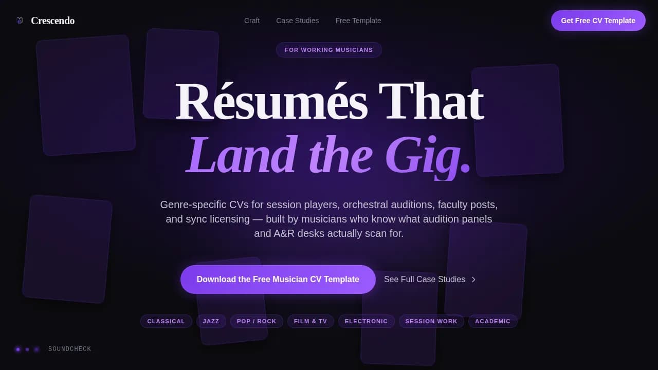 Advanced Musician Profile Professional Website Template