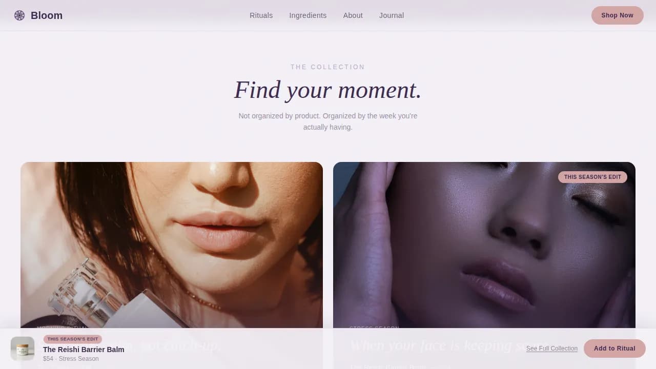 Glow — Adaptogenic Skincare Gallery Landing Page Template