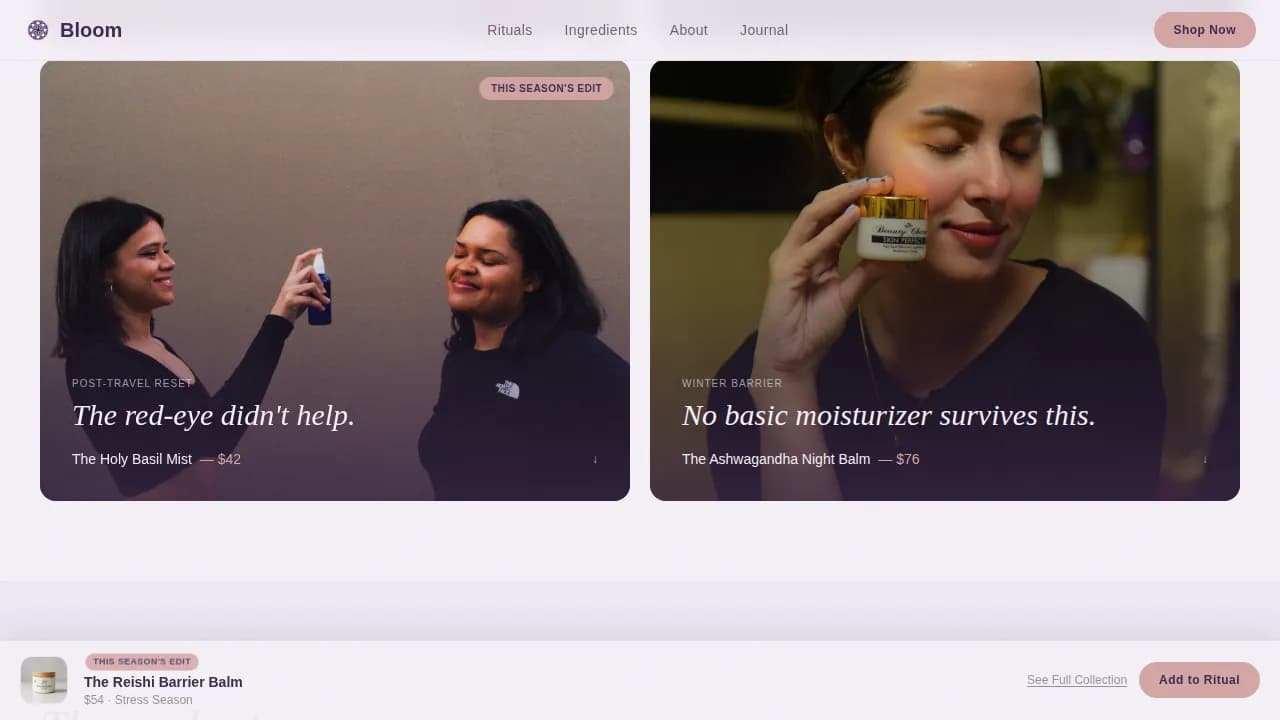Glow — Adaptogenic Skincare Gallery Landing Page Template