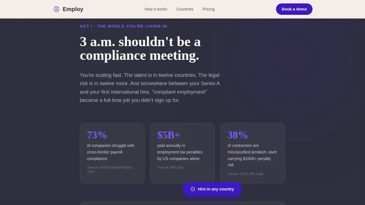 Employ - Global Hiring Compliance Landing Page Template