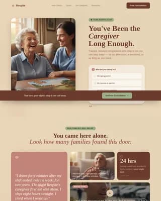 Respite — Compassionate Caregiver Relief Landing Page Template