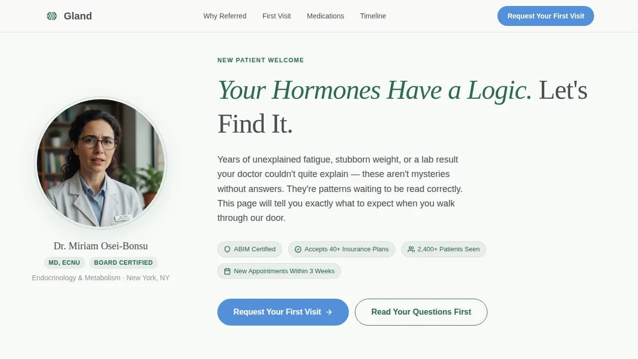 Expert Endocrinologist Appointment Booking Website Template