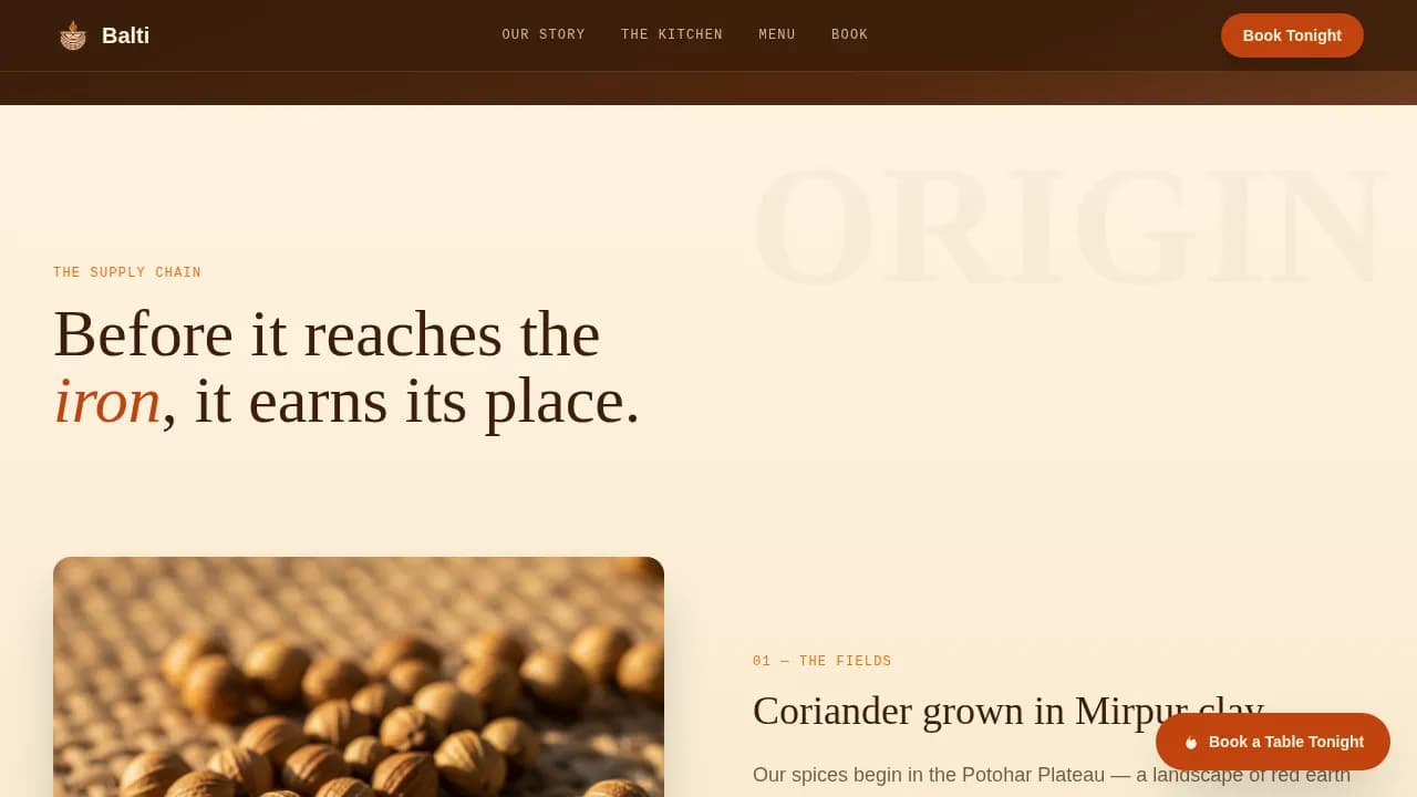 Local Regional & Specialty Restaurant Appointment Booking Website Template