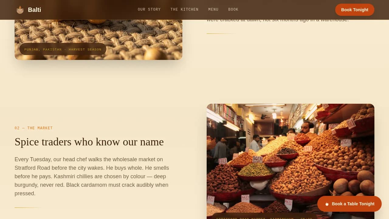 Local Regional & Specialty Restaurant Appointment Booking Website Template