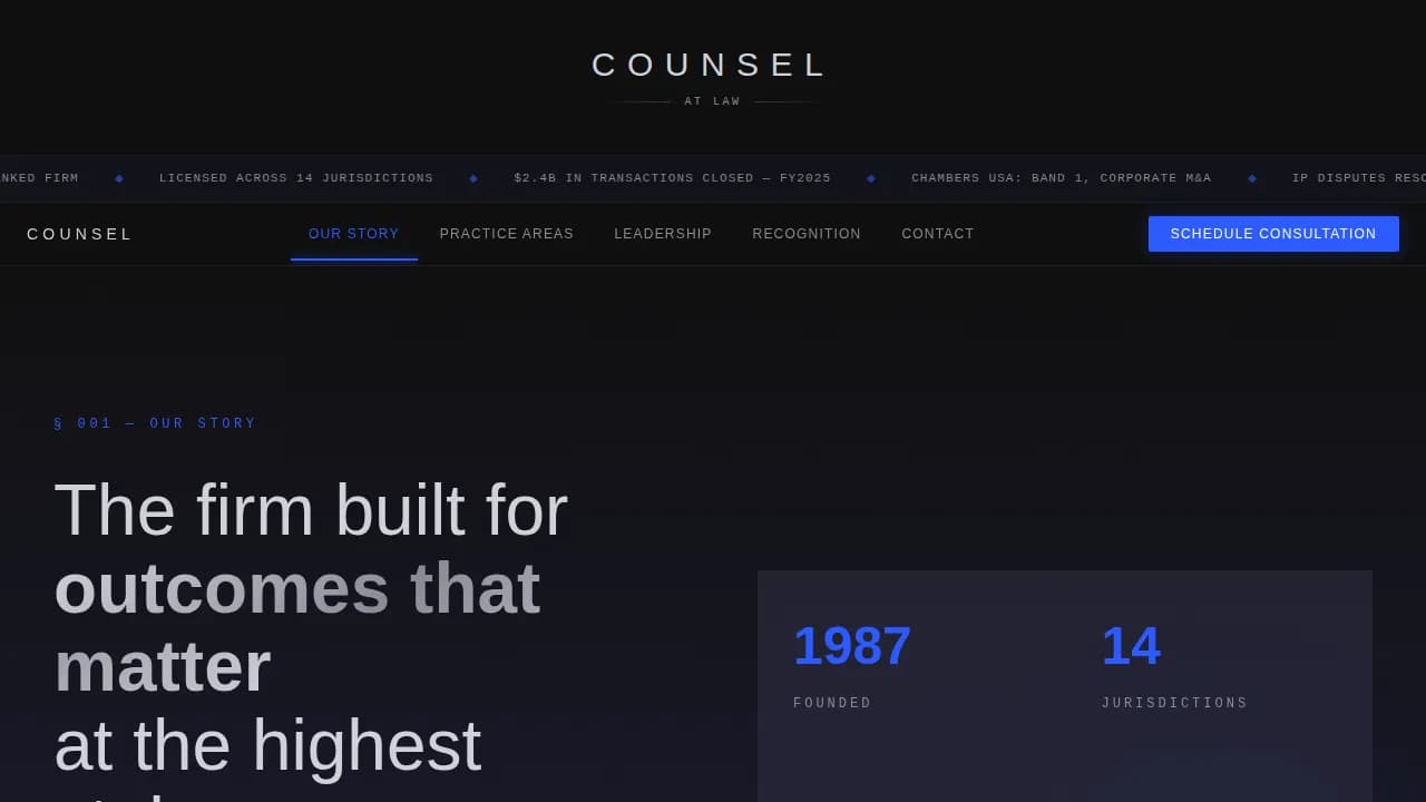 Premium Law Firm Practice Area Explorer Website Template