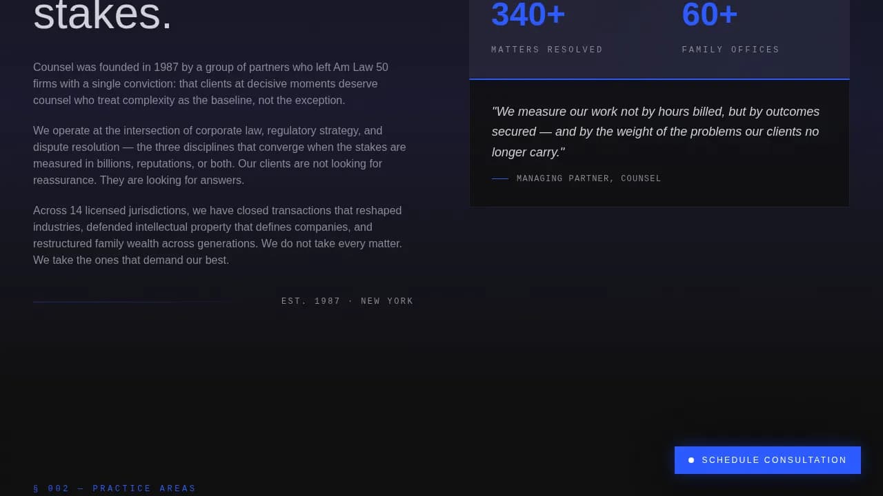 Premium Law Firm Practice Area Explorer Website Template