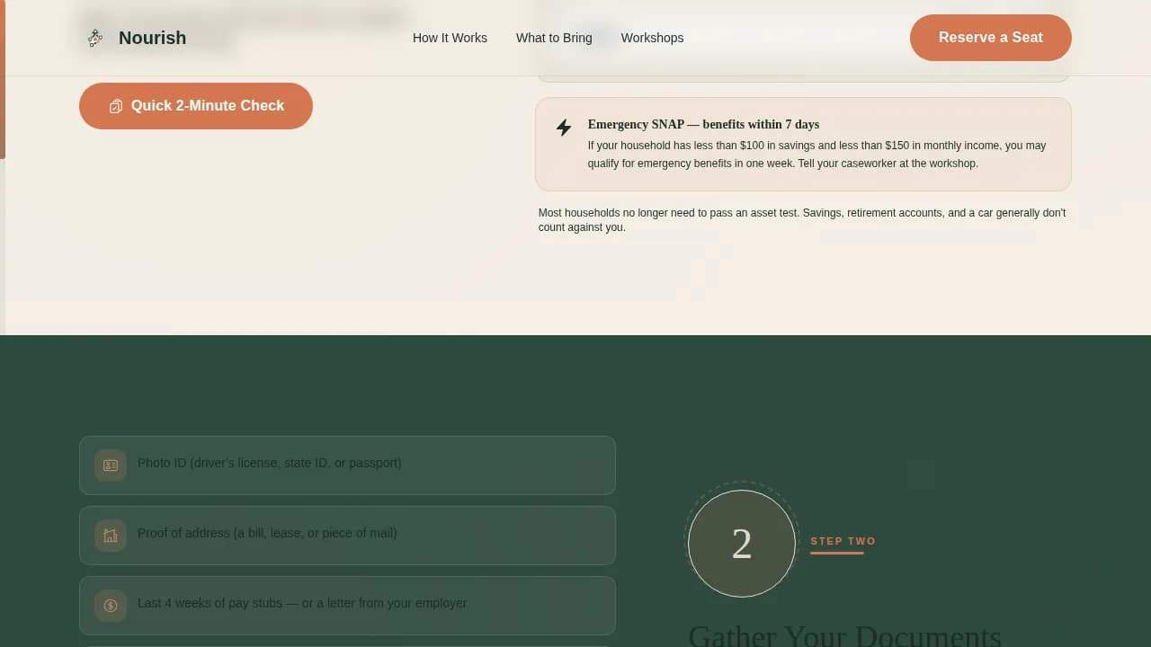Sustain — SNAP Benefits Landing Page Template