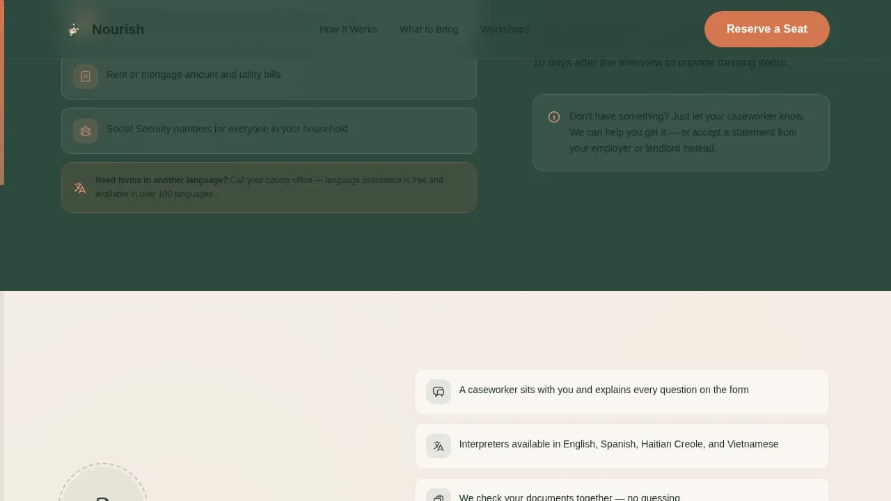 Sustain — SNAP Benefits Landing Page Template