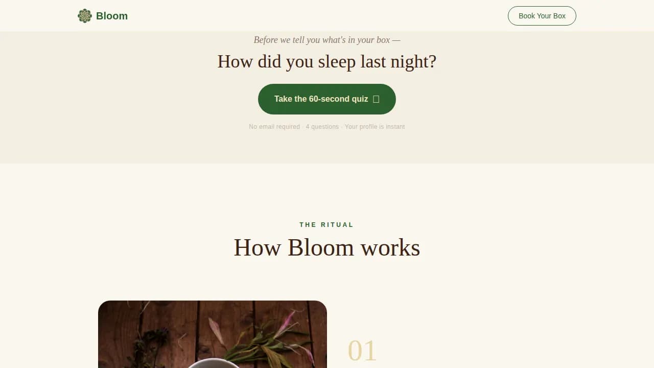 Serenity — Botanical Wellness Box Landing Page Template