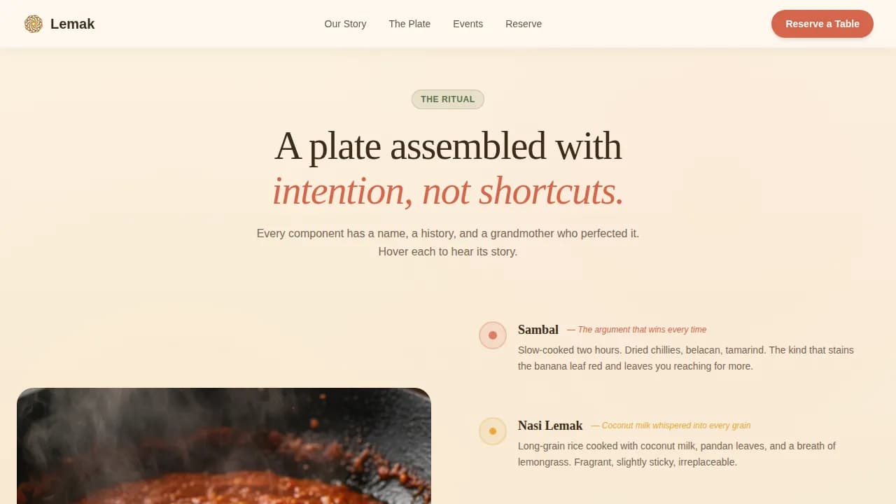 Feast — Authentic Malaysian Cuisine Event Landing Page Template