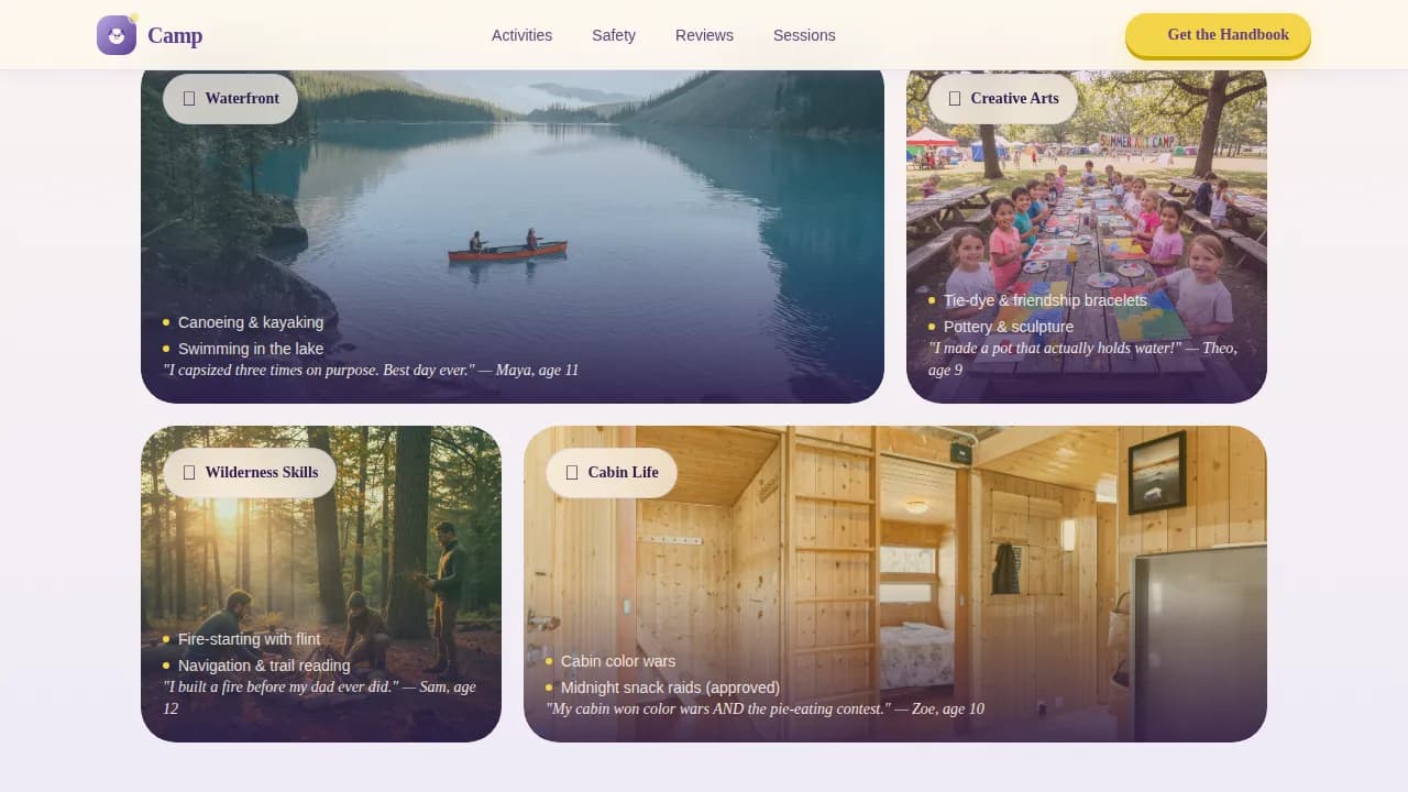 Premium Summer Camp & Outdoor Program Professional Website Template