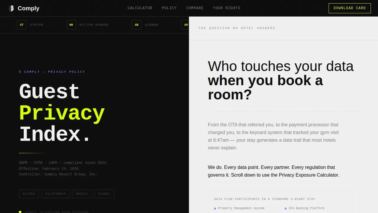 Boutique Hotel Privacy Policy & Guest Data Website Template