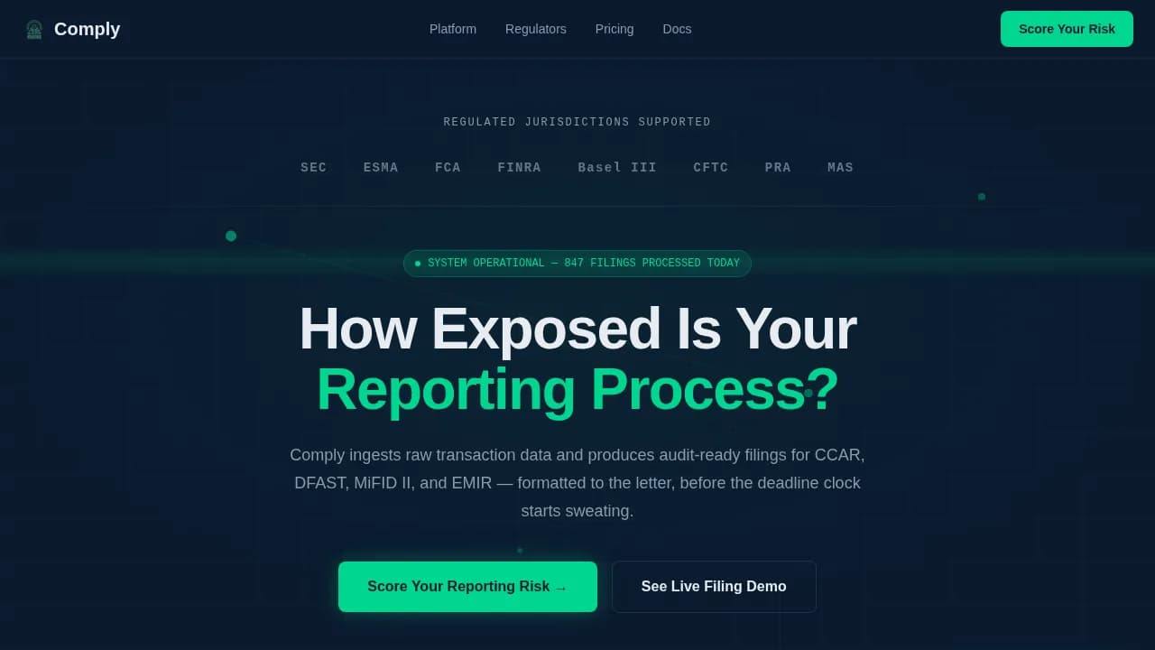 Navigate — Intelligent Regulatory Hub Landing Page Template