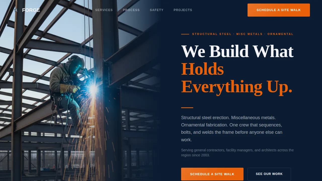 Advanced Ironworker Business Appointment Booking Website Template