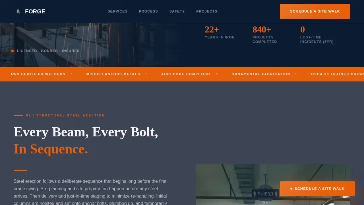 Advanced Ironworker Business Appointment Booking Website Template