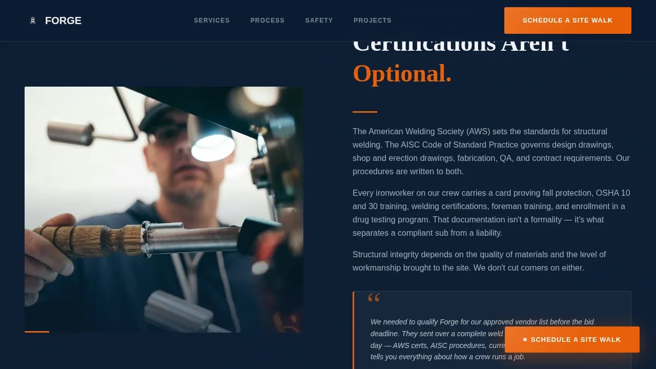 Advanced Ironworker Business Appointment Booking Website Template