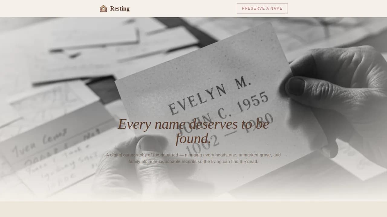Resting — Heritage Cemetery Services Landing Page Template