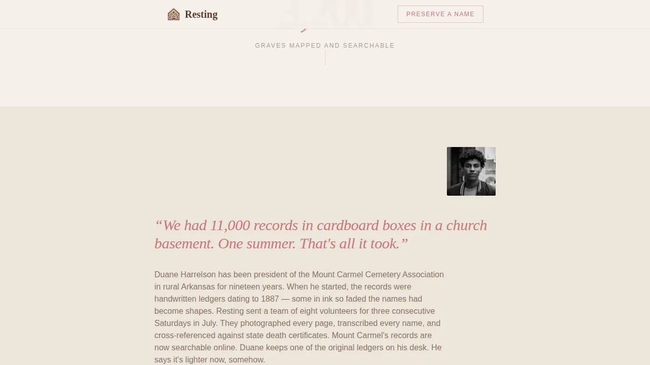 Resting — Heritage Cemetery Services Landing Page Template