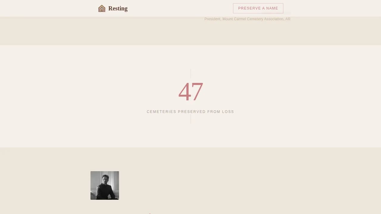 Resting — Heritage Cemetery Services Landing Page Template