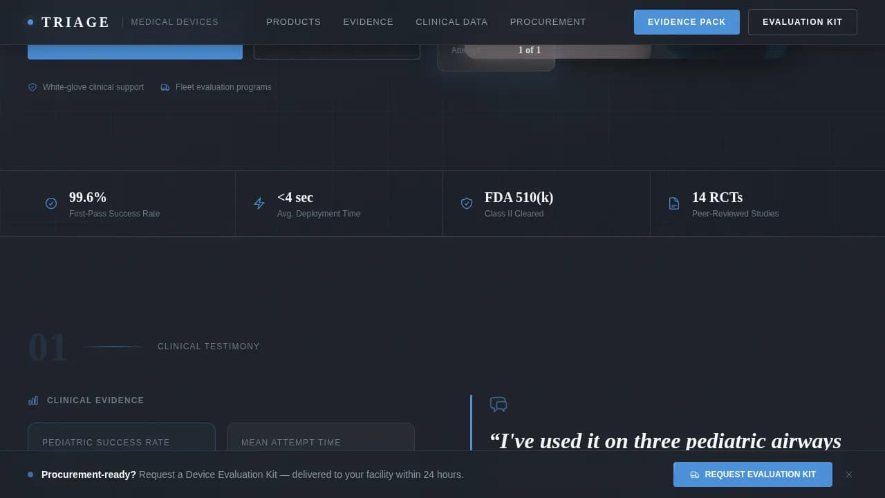 Emergency Medicine Website Template — Clinical Device Landing Page