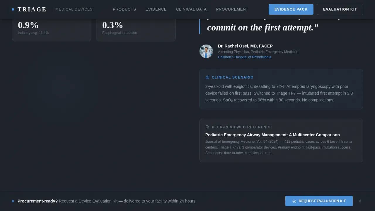 Emergency Medicine Website Template — Clinical Device Landing Page