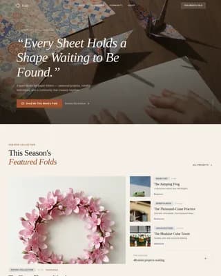 Crease — Premium Origami Blog Landing Page Template