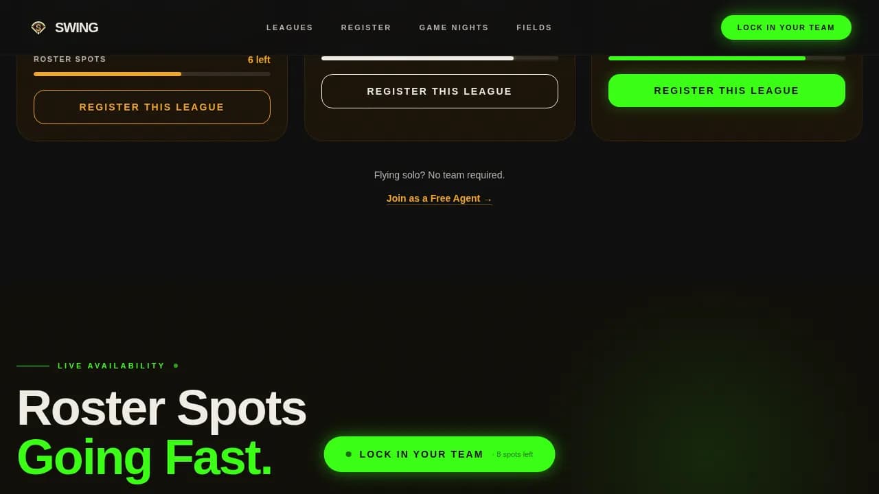 Softball Leagues Professional Website Template