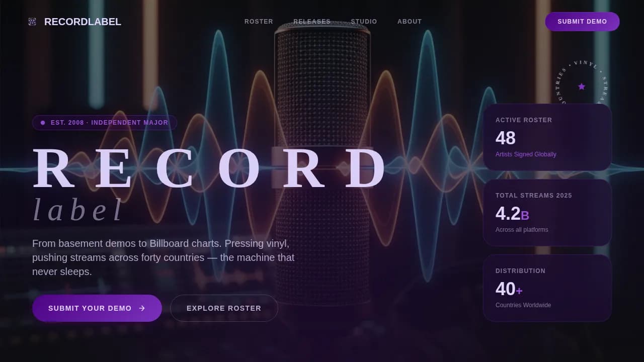 Record Label & Music Company Professional Website Template