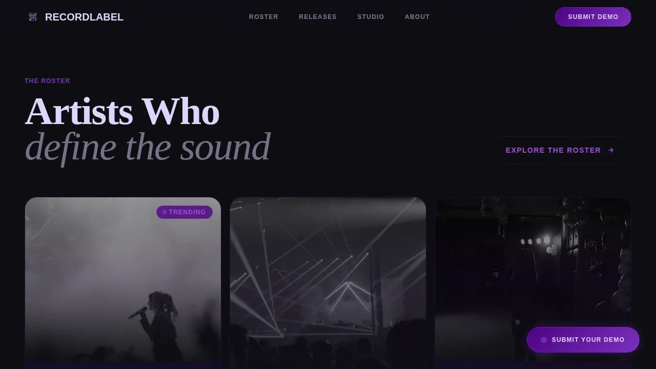 Record Label & Music Company Professional Website Template
