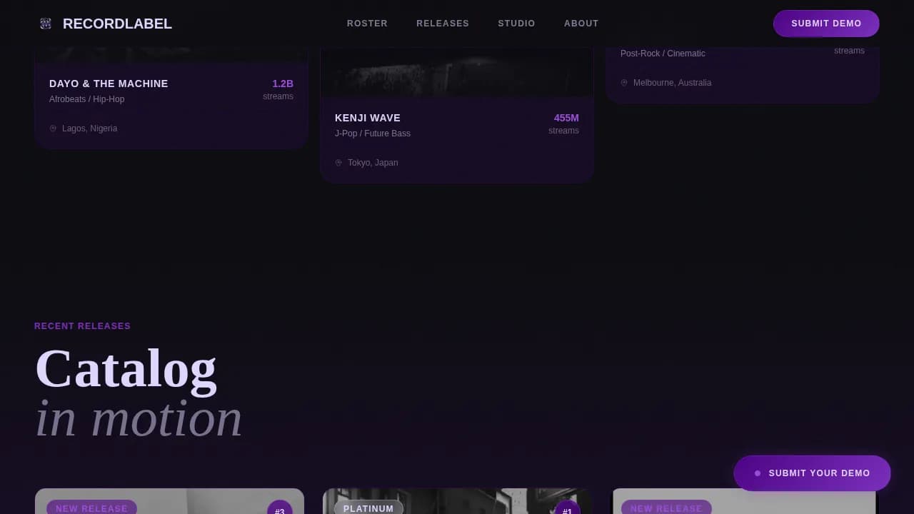Record Label & Music Company Professional Website Template