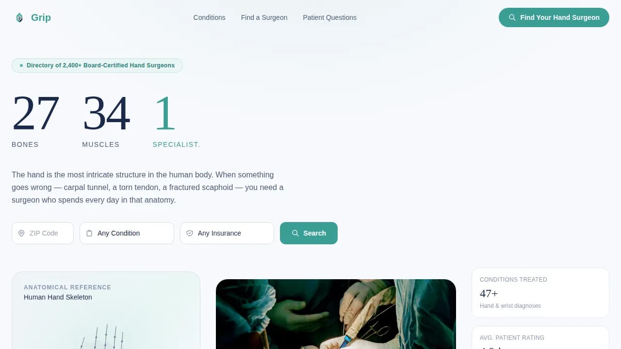 Hand Surgeon Booking Website Template