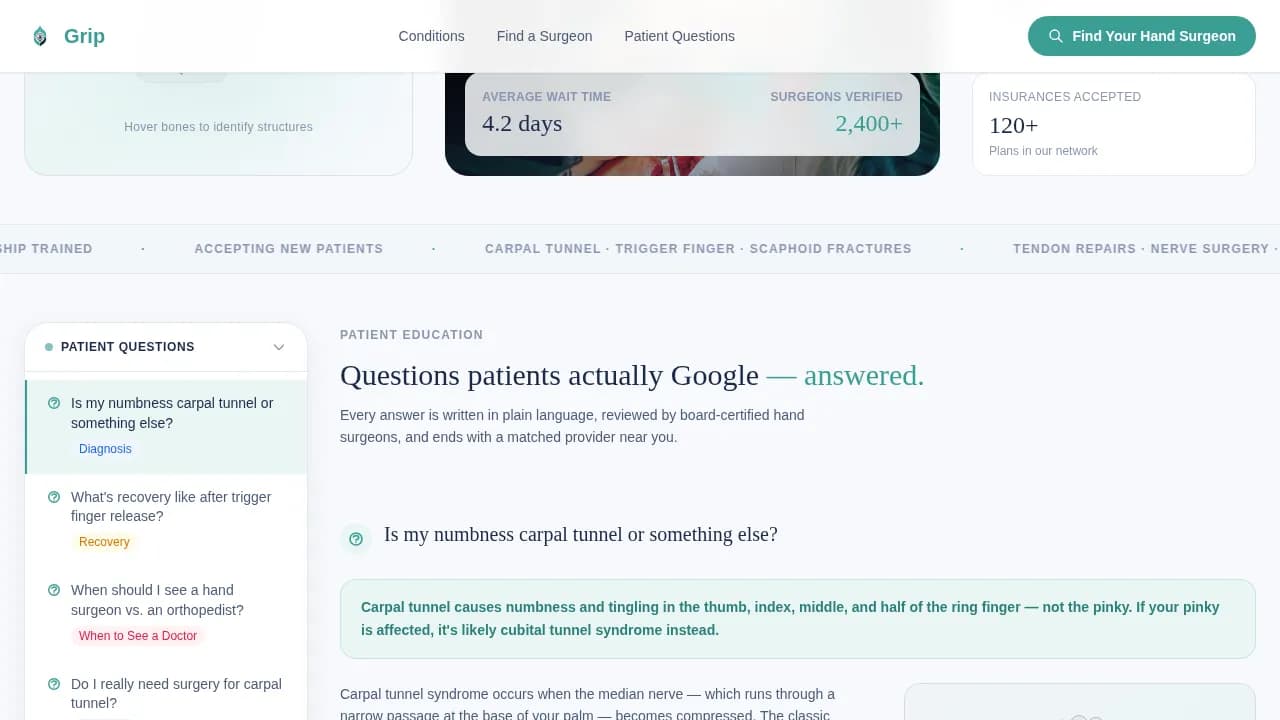 Hand Surgeon Booking Website Template
