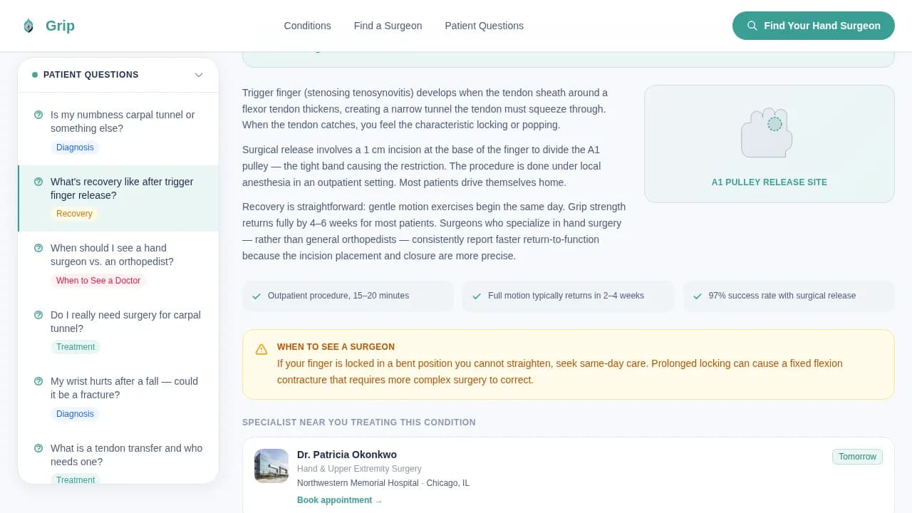 Hand Surgeon Booking Website Template