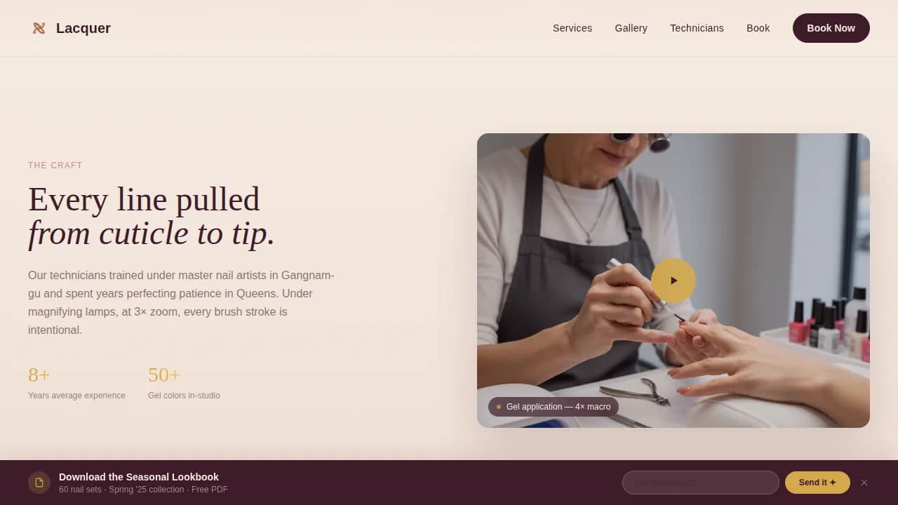 Nail & Lash Studio Booking Website Template