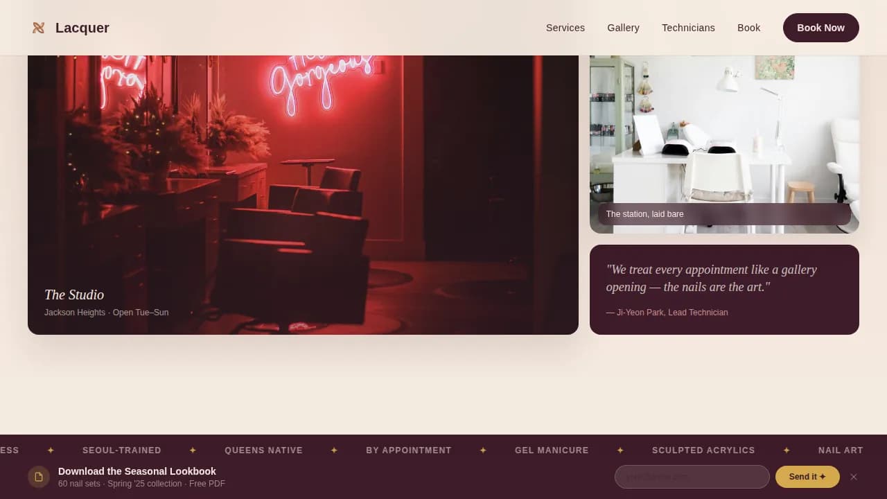Nail & Lash Studio Booking Website Template