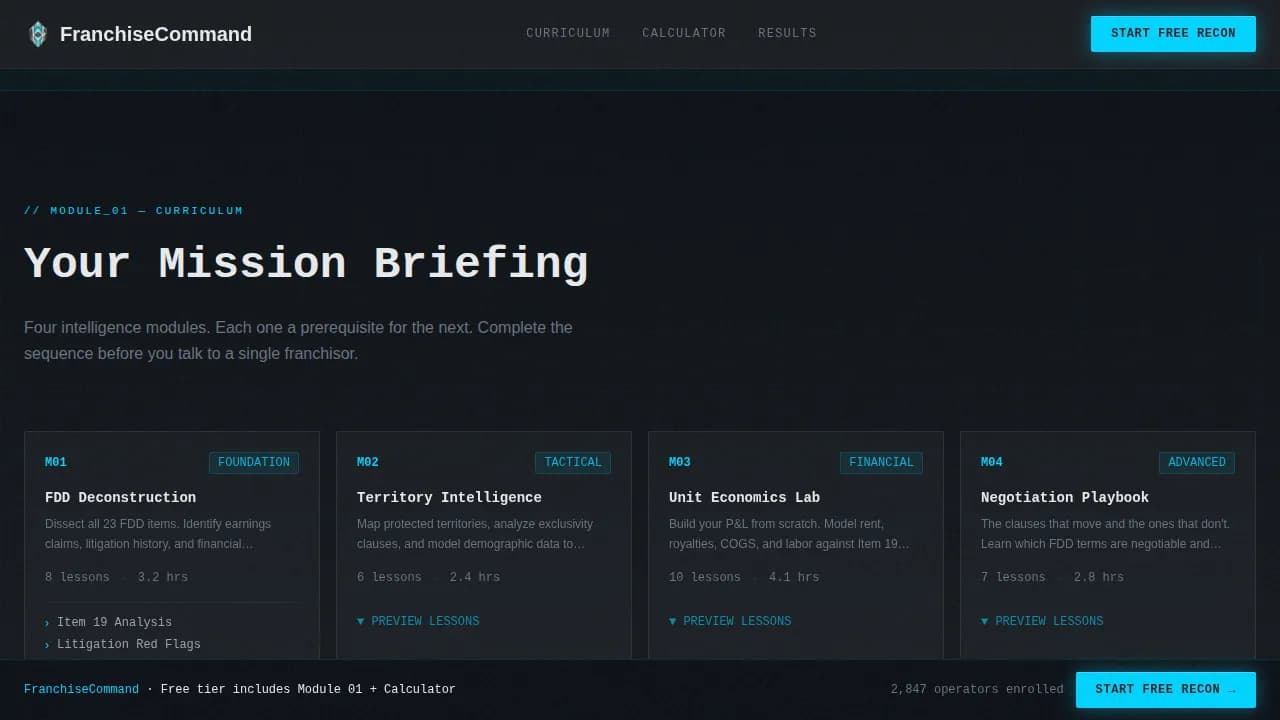 Franchise Digital Presence Cost Estimator Website Template