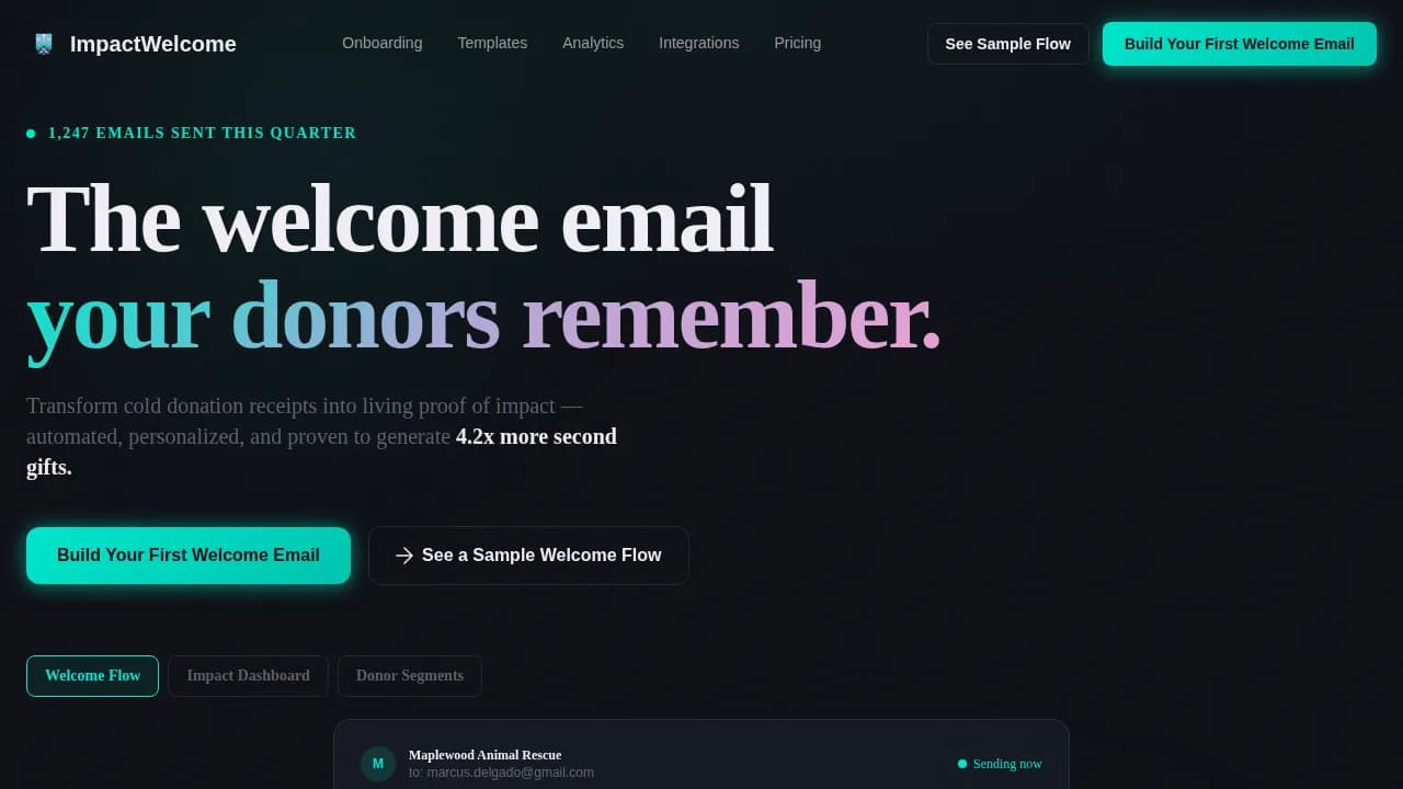 Impact — Nonprofit Donor Dashboard Landing Page Template