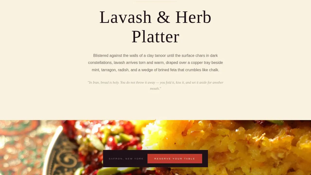 Middle Eastern Cuisine & Dining Blog Website Template