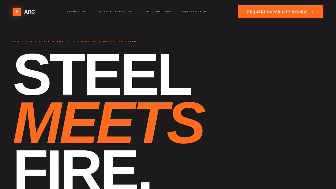 Expert Metal & Steel Fabrication Professional Website Template