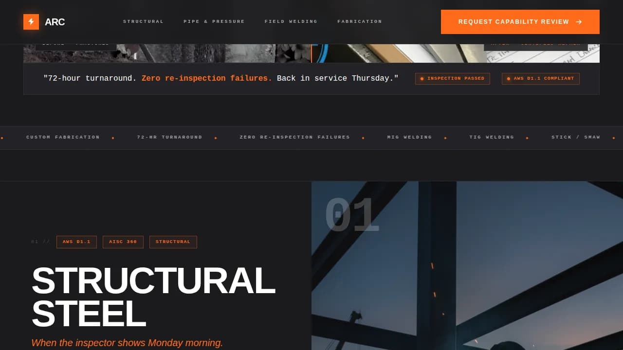 Expert Metal & Steel Fabrication Professional Website Template