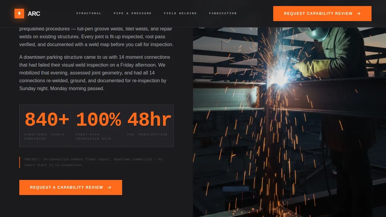 Expert Metal & Steel Fabrication Professional Website Template