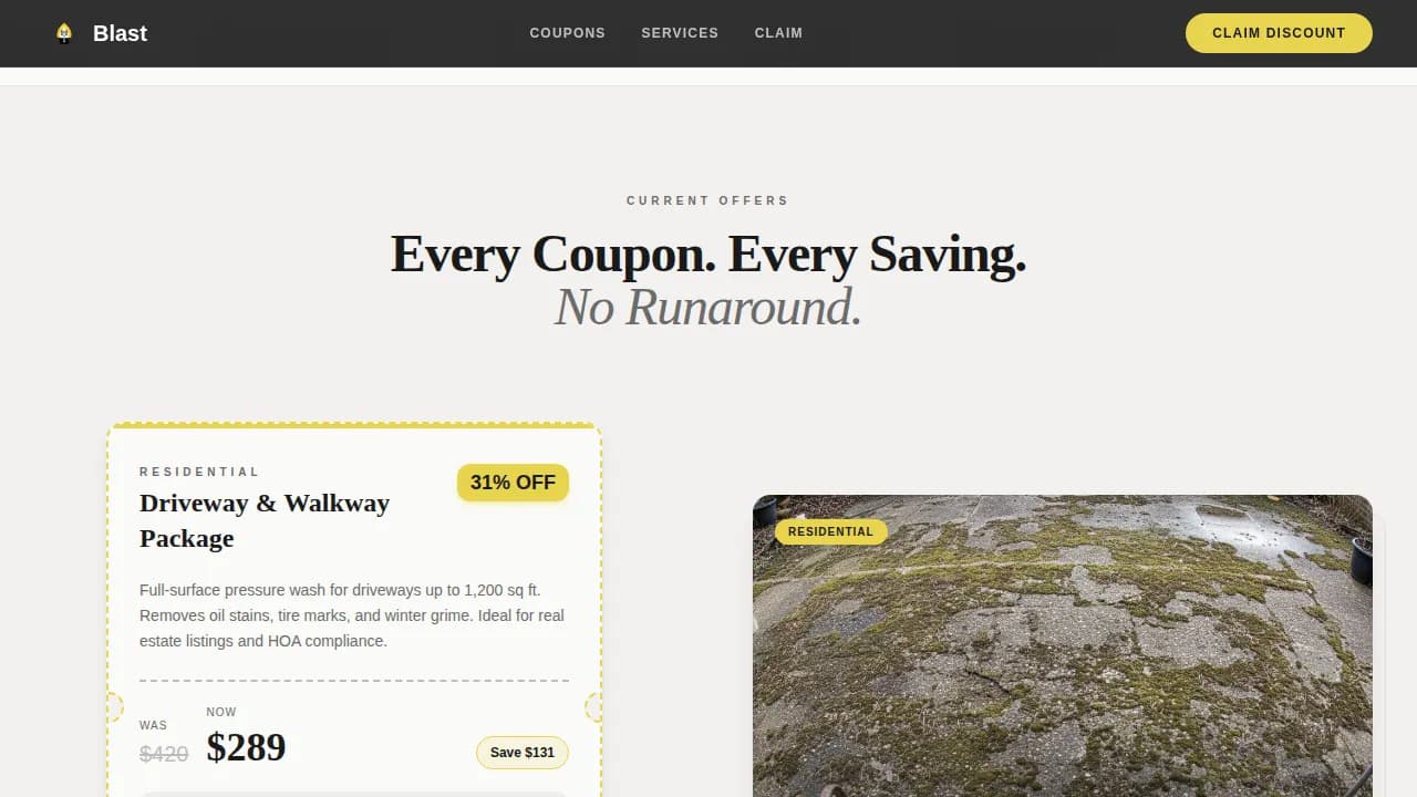 Pressure Washer Marketing Booking Website Template